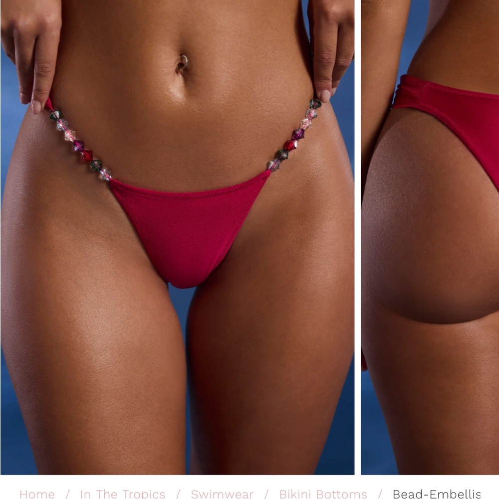 Oh Polly Vibrant Pink Bikini with Beaded Straps
